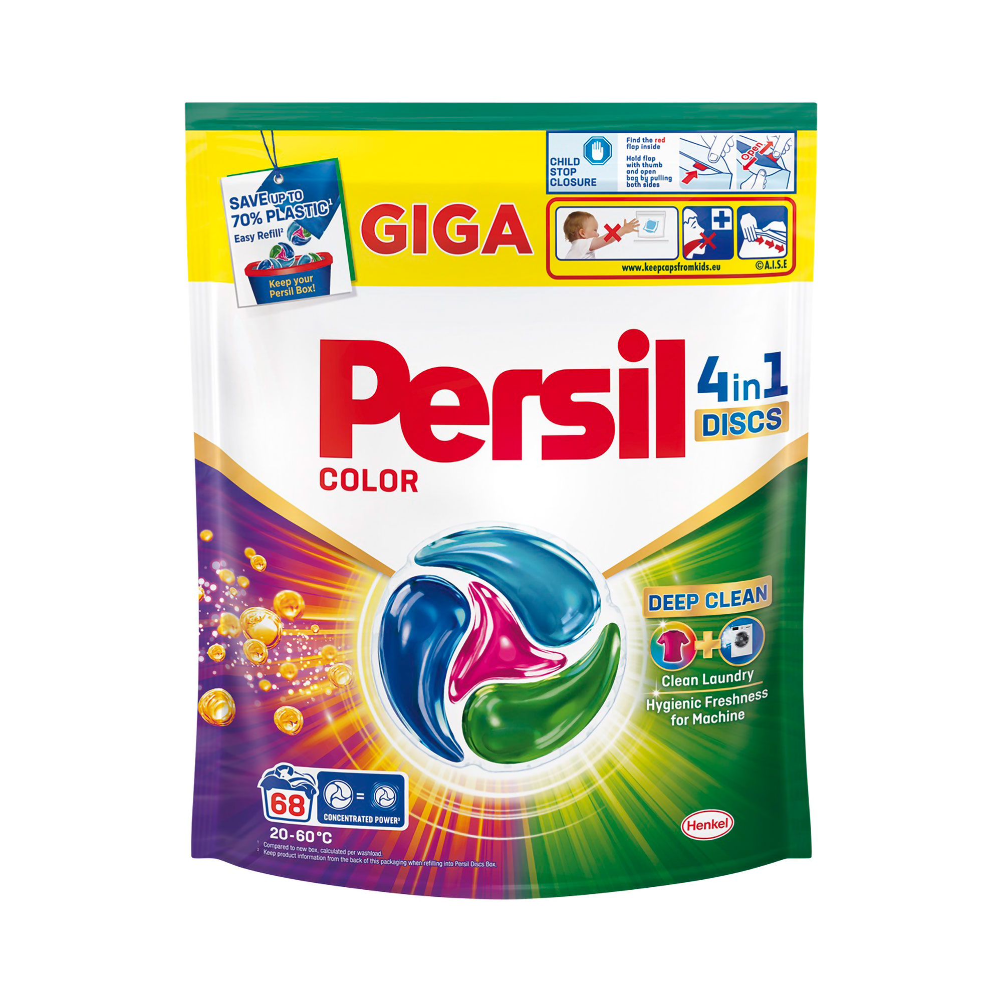 Диски для прання Persil Color 4 in 1 Discs Deep Clean, 68 циклів прання, 68 шт